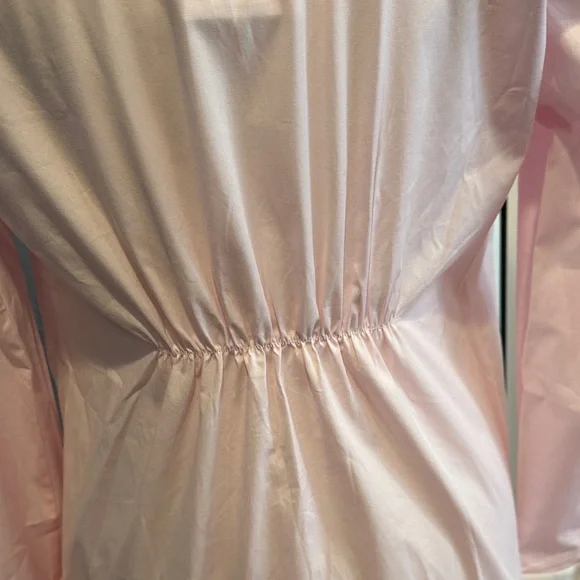 Rosie Pope Sz Medium Maternity Pink Button-Up Blouse w/White Collar & Cuffs NWT - Picture 6 of 12